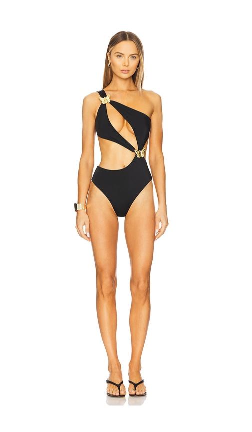 cin cin orbit butterfly one piece swimsuit in black. - size l (also in s, xs)