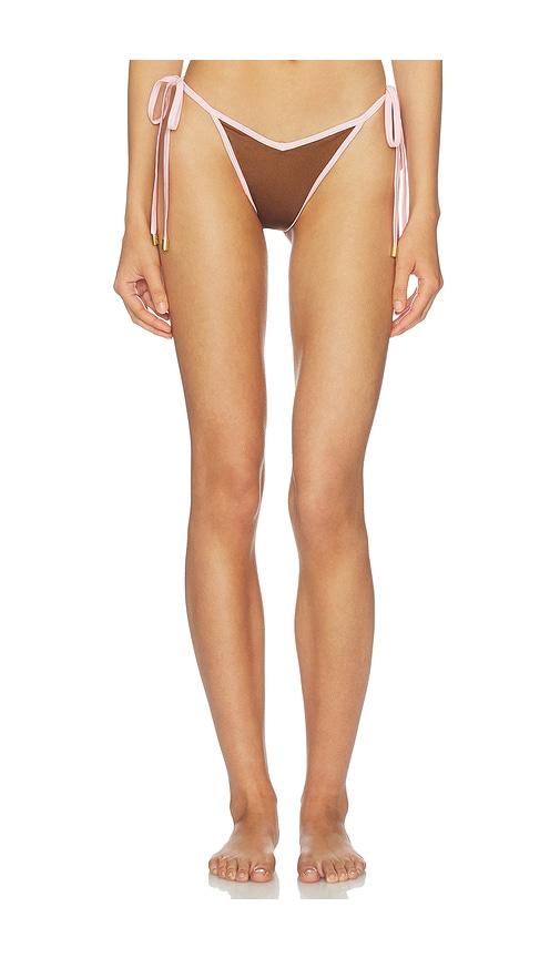 cin cin racer string bikini bottom in brown. - size l (also in s, m)