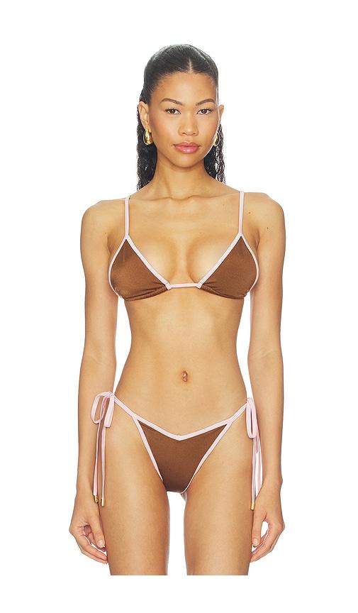 cin cin thrills bikini top in brown. - size l (also in xs, s, m)