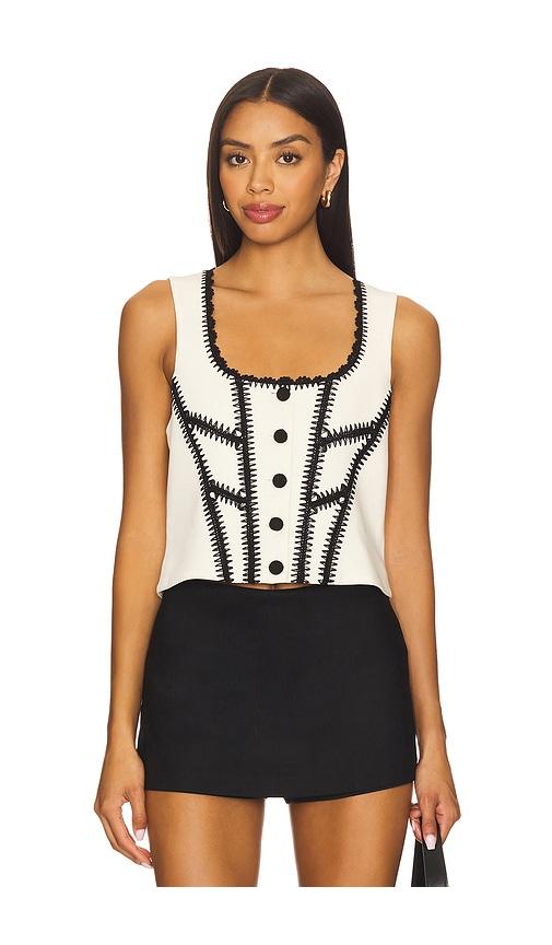cinq a sept crochet sinclaire top in neutral. - size m (also in s)