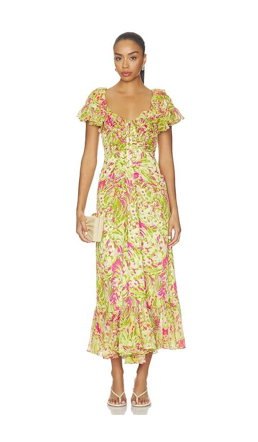 cinq a sept daisy swirl ivey dress in green. - size 0 (also in 00, 10, 2, 4, 6, 8)