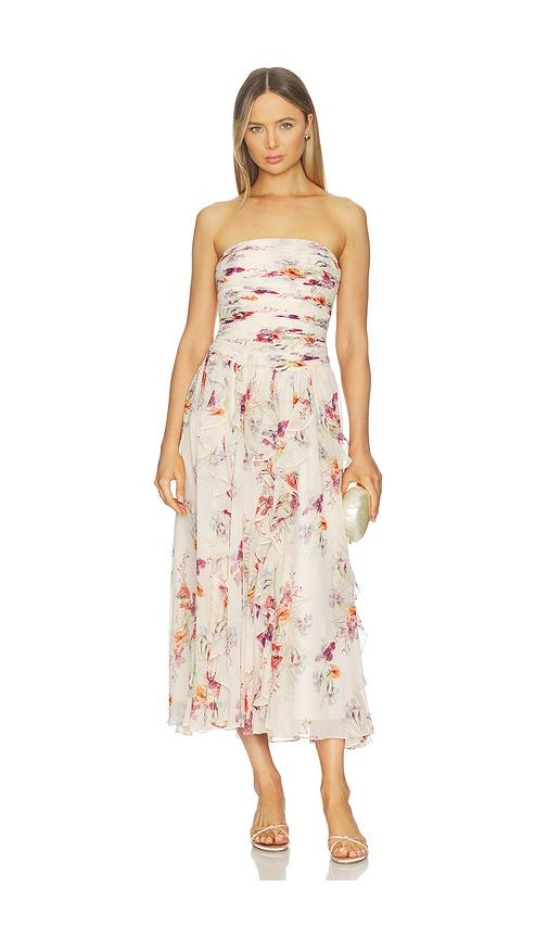 cinq a sept iris bouquet galya dress in beige. - size 10 (also in 2, 4, 6, 8)
