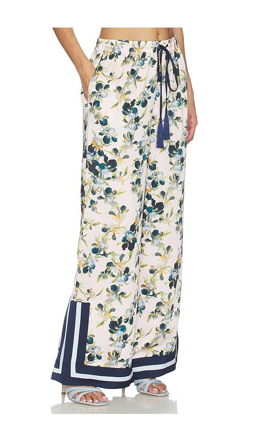 cinq a sept trailing iris asher pant in rose,blue. - size m (also in xs, s)