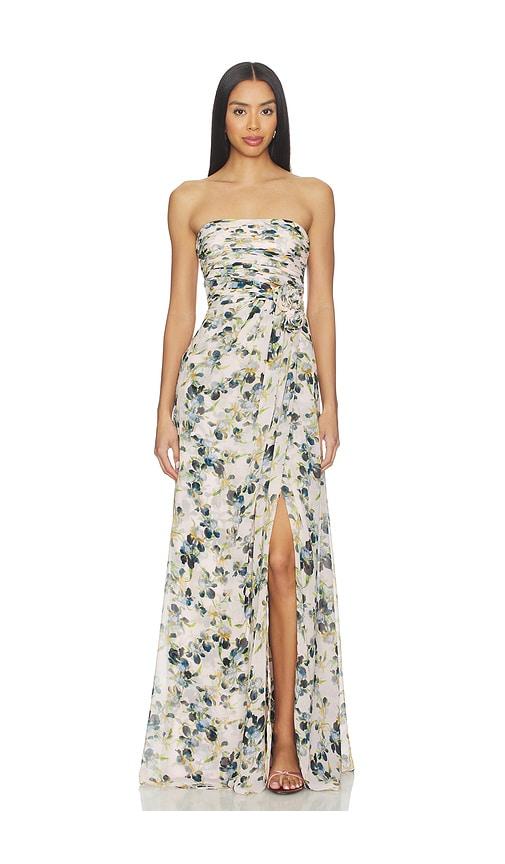 cinq a sept trailing iris magy gown in rose,blue. - size 0 (also in 00, 2, 10)