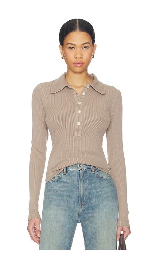 citizens of humanity brea 60's polo shirt in beige. - size l (also in xs, s, m)
