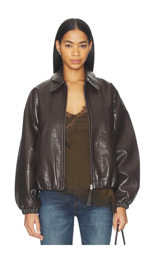 citizens of humanity bubble hem bomber jacket in chocolate. - size l (also in xs, s, m, xl)