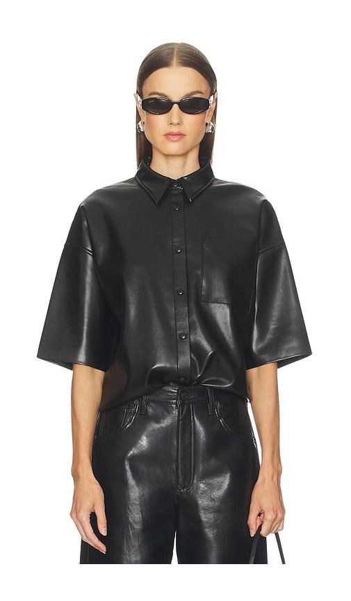 citizens of humanity frances cropped cape button up in black. - size l (also in m, xs)