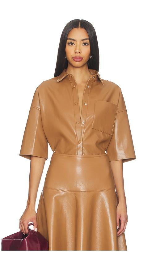 citizens of humanity frances cropped cape button up in tan. - size l (also in xs, s, m)