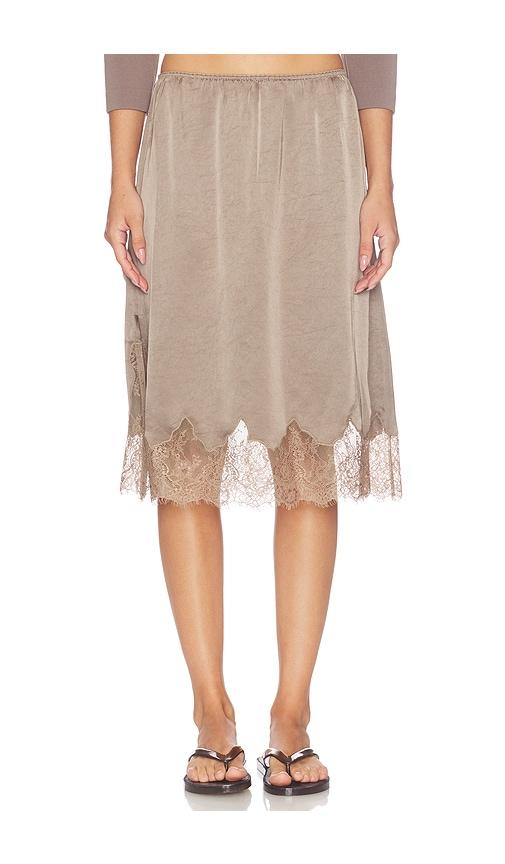 citizens of humanity lace trimmed skirt in taupe. - size l (also in s, xl)