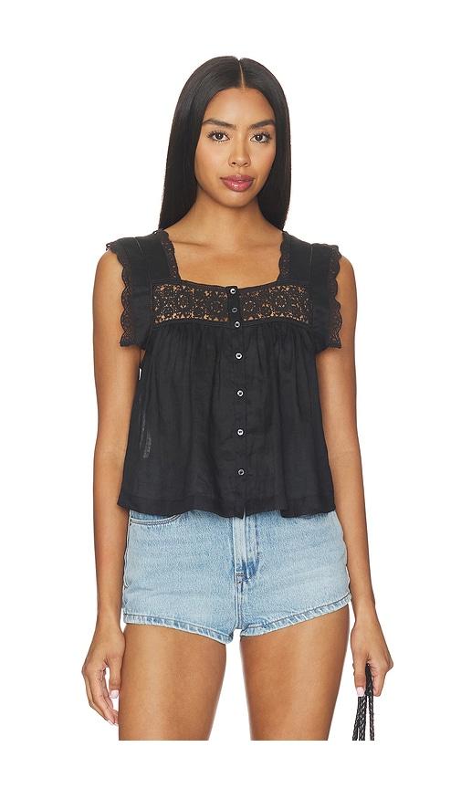 citizens of humanity mia embroidered top in black. - size l (also in m, xl)