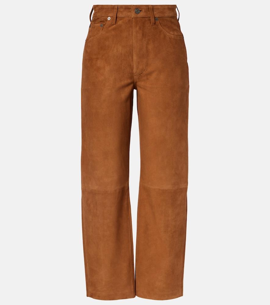 citizens of humanity miro mid-rise suede straight-leg pants