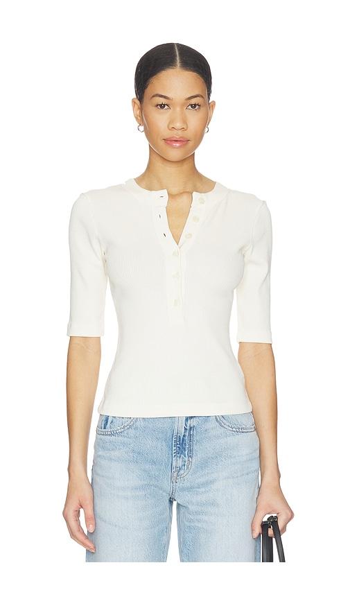 citizens of humanity nali short sleeve henley top in cream. - size m (also in s, xs)