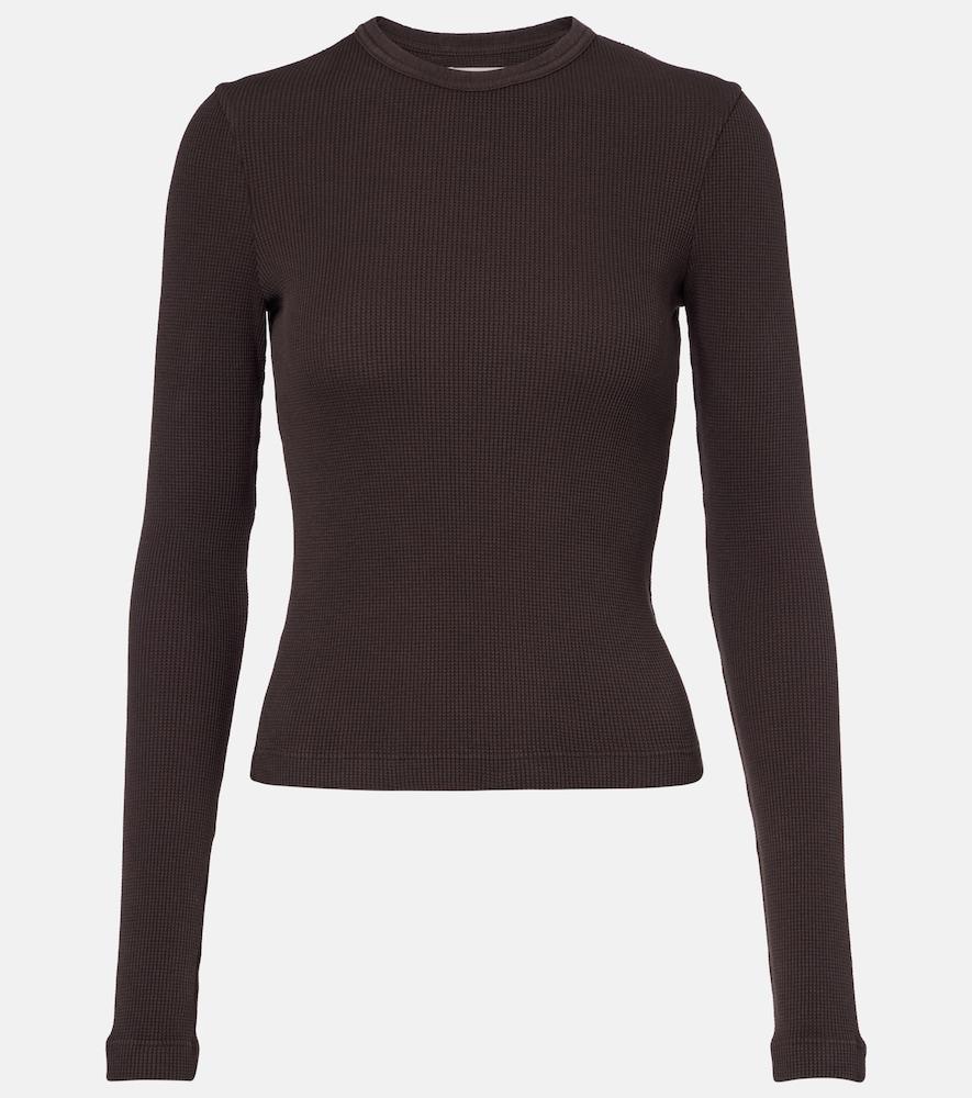 citizens of humanity pilar waffle-knit cropped cotton top