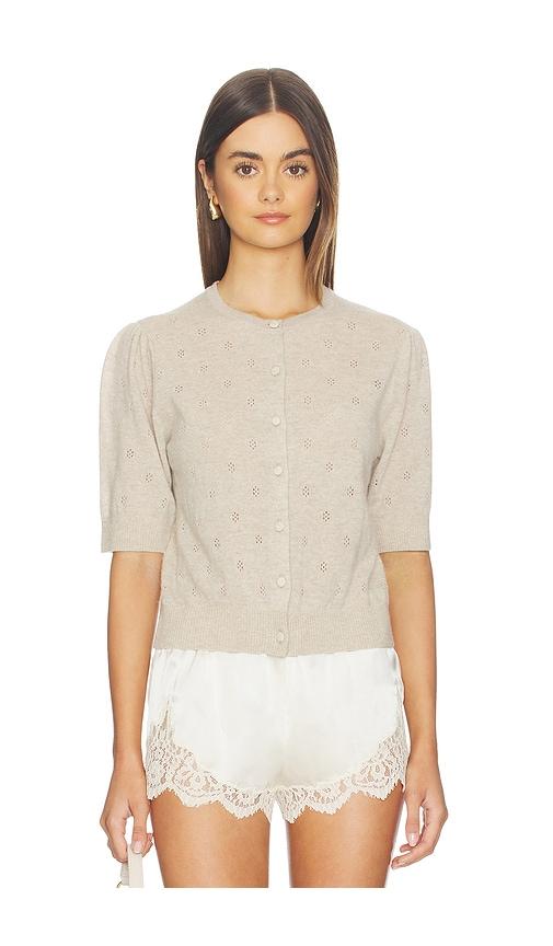 citizens of humanity raina pointelle short sleeve cardigan in beige. - size m (also in s, xs)