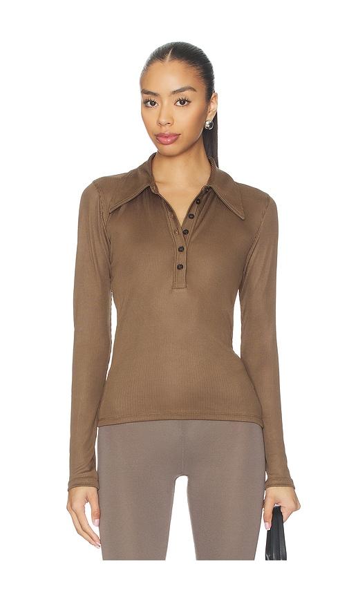 citizens of humanity shaea polo shirt in brown. - size l (also in xs, s, m)
