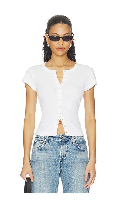 citizens of humanity tabi short sleeve cardigan in white. - size l (also in m, s, xs)