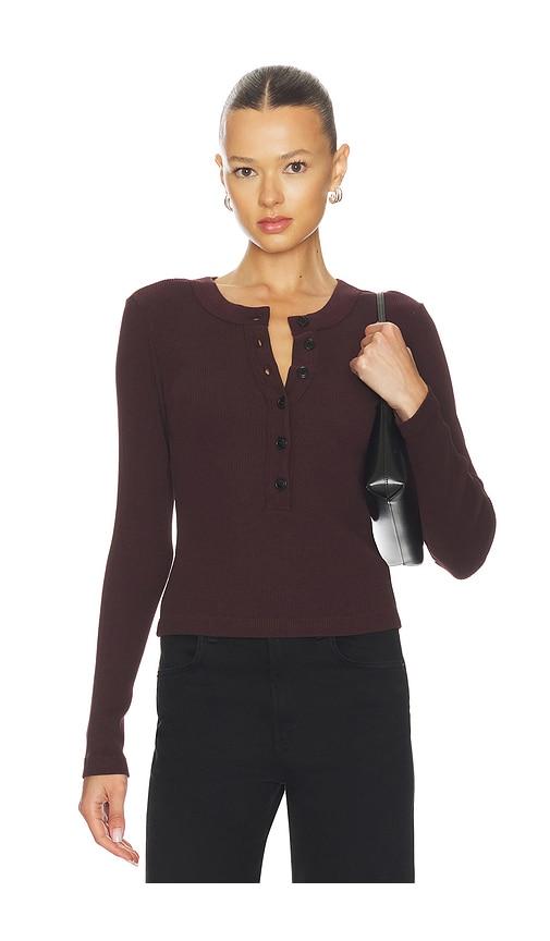 citizens of humanity varra henley top in burgundy. - size s (also in xs)