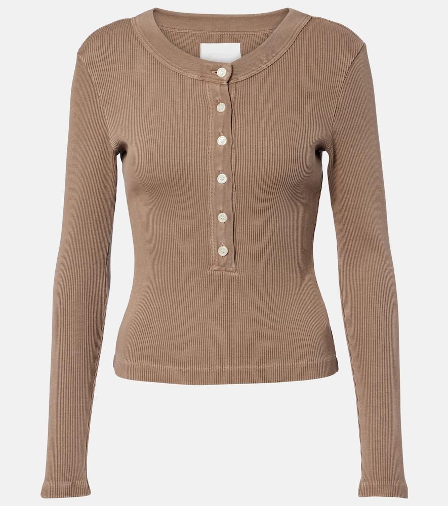 citizens of humanity varra ribbed-knit henley shirt