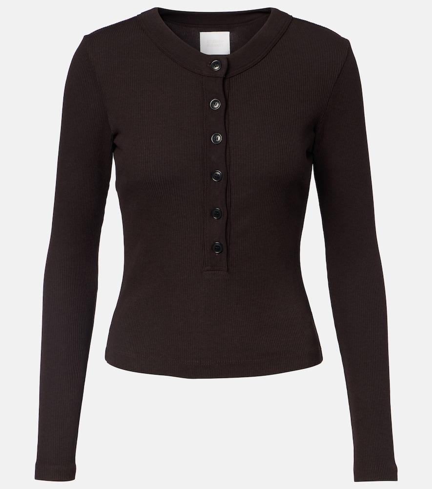 citizens of humanity varra ribbed-knit jersey henley shirt
