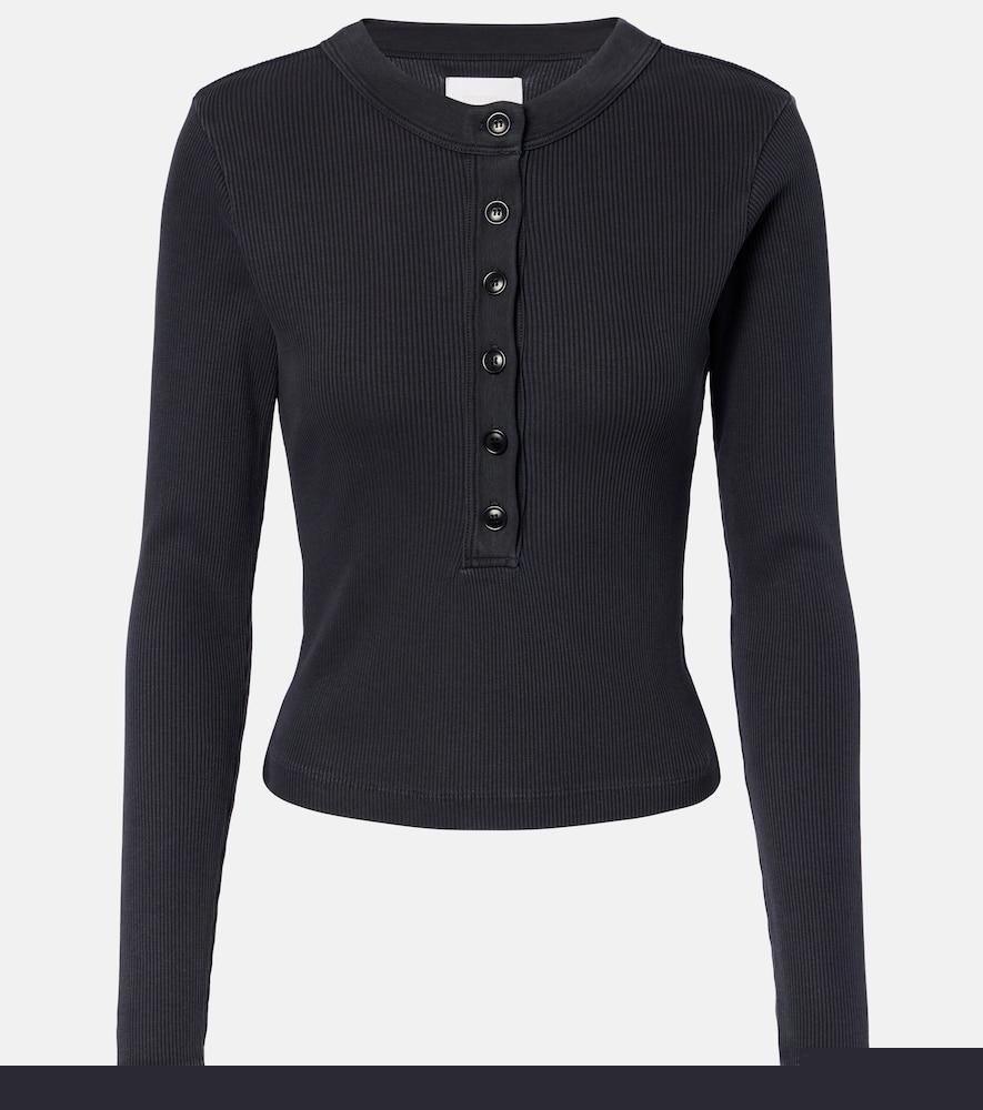 citizens of humanity varra ribbed-knit jersey henley shirt