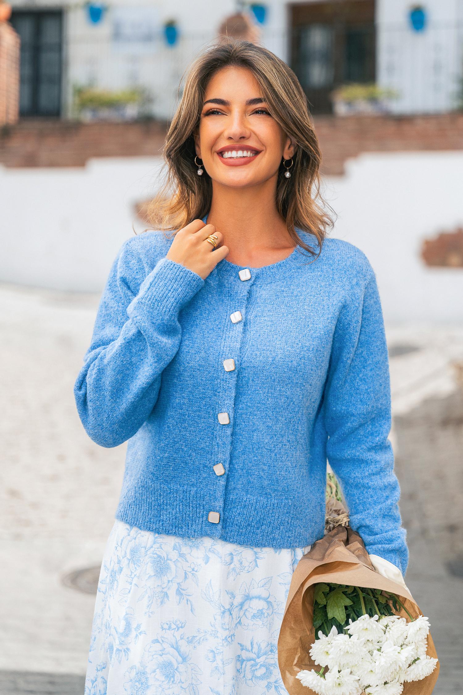 city rhythm blue cardigan - l
