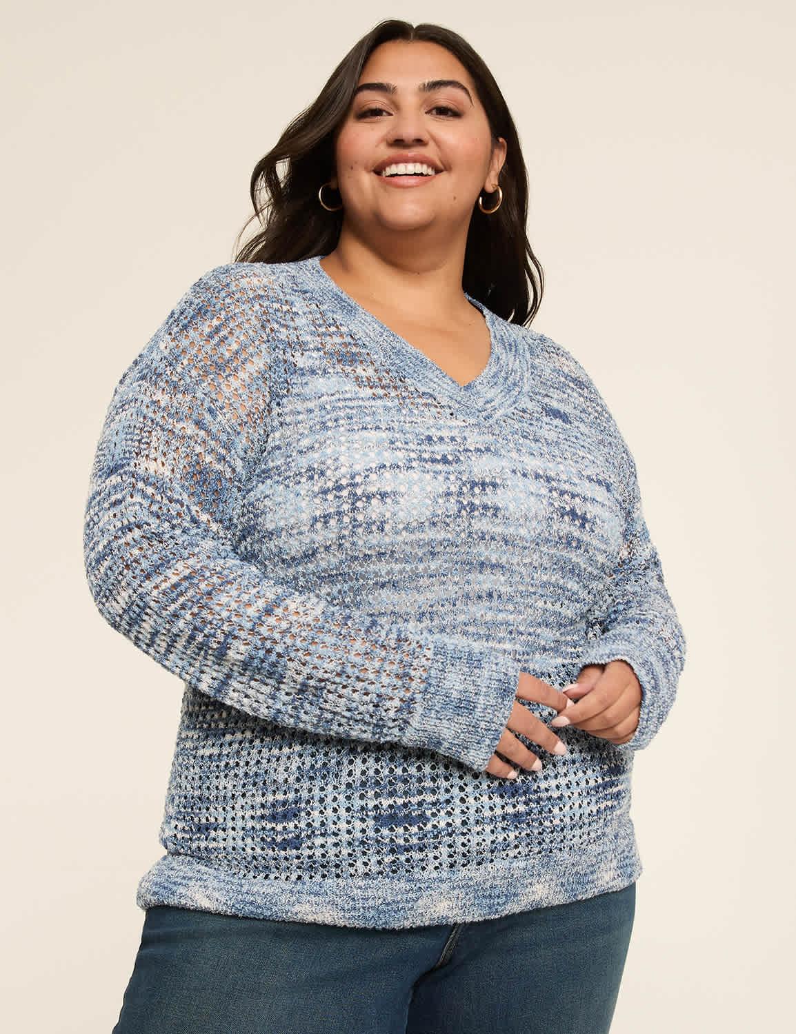 classic long sleeve v-neck sweater