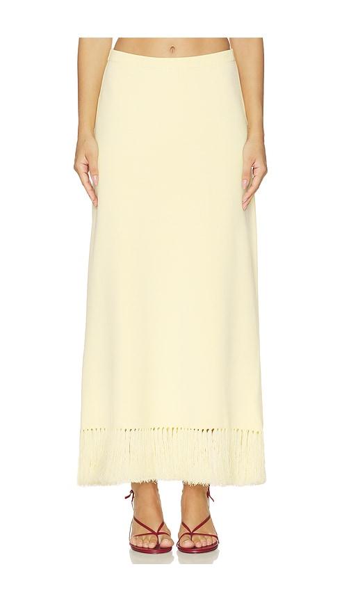 clea amelia fringe hem skirt in lemon. - size m (also in xs, s)