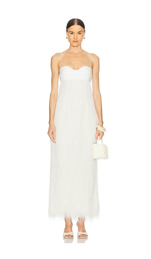 clea selene fringe longline dress in cream. - size m (also in xs)
