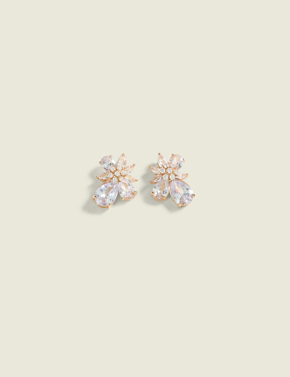 clear imitation stone cluster earrings