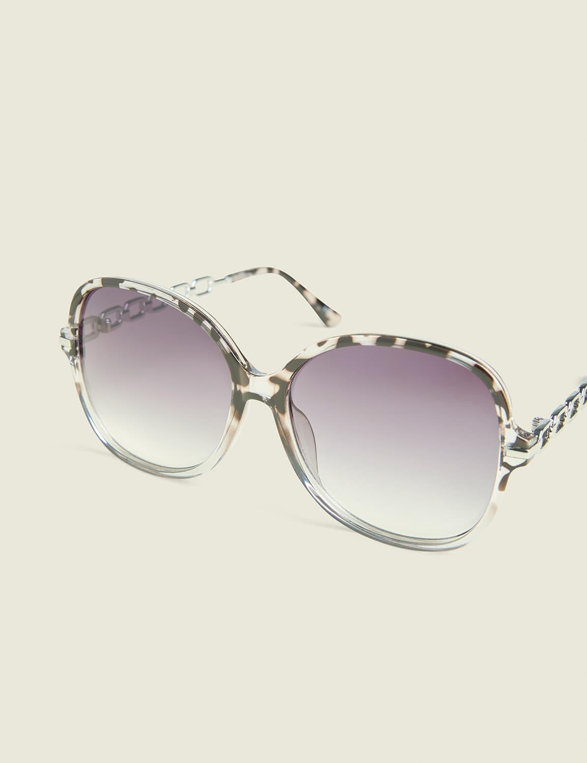 clear tortoiseshell print round sunglasses