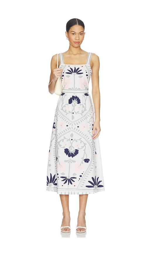 cleobella carmen midi dress in white,sage. - size l (also in s, xs, m, xl)