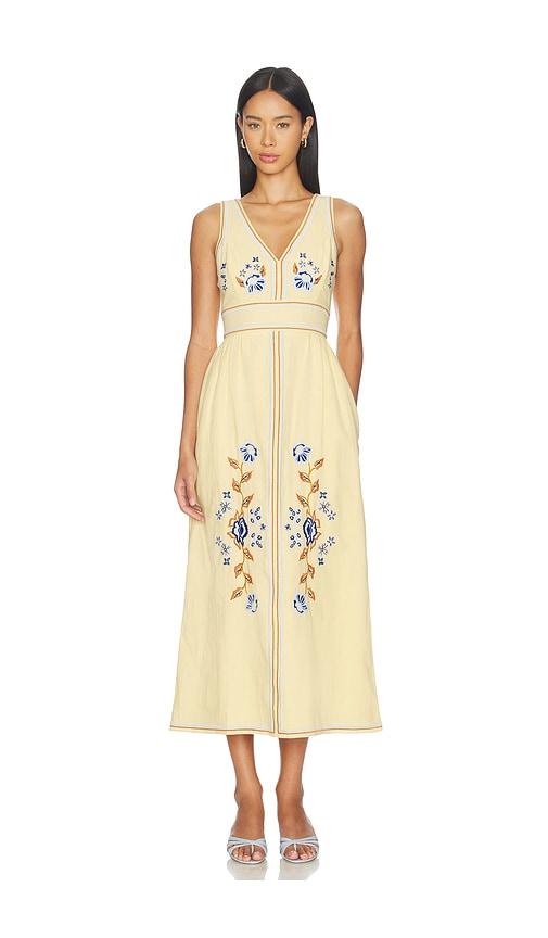 cleobella jessamyn ankle dress in lemon. - size l (also in s, xs, m, xl)