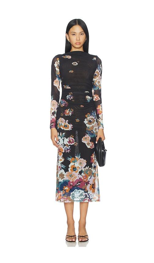 cleobella lura mesh midi dress in black. - size m (also in s, xs)