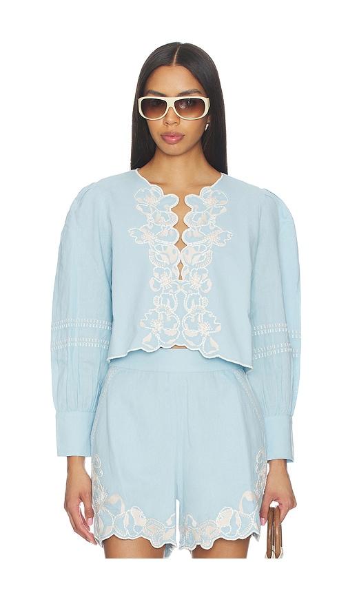 cleobella manon blouse in baby blue. - size l (also in s, xs, m)