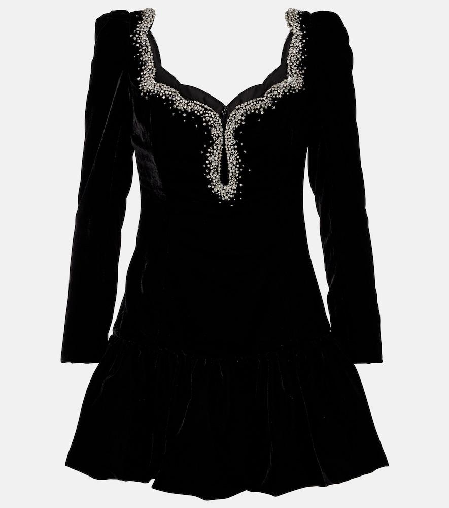 clio peppiatt edie crystal-embellished velvet minidress