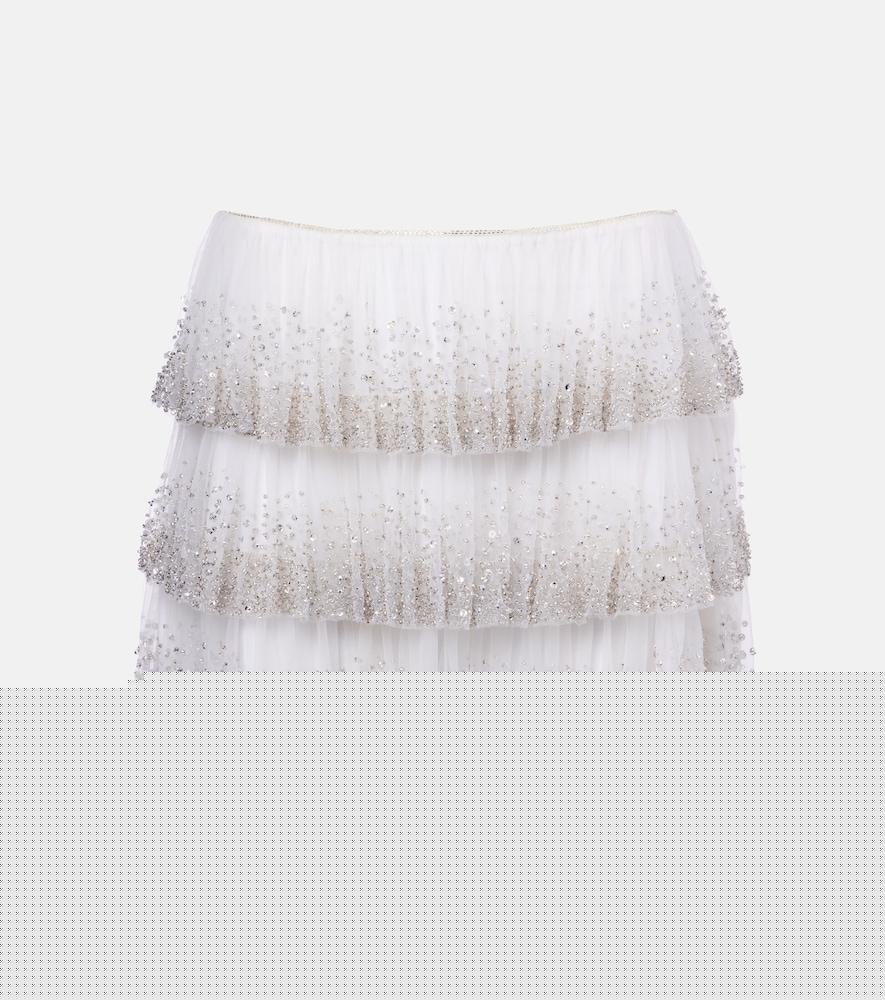 clio peppiatt evie beaded tiered tulle miniskirt