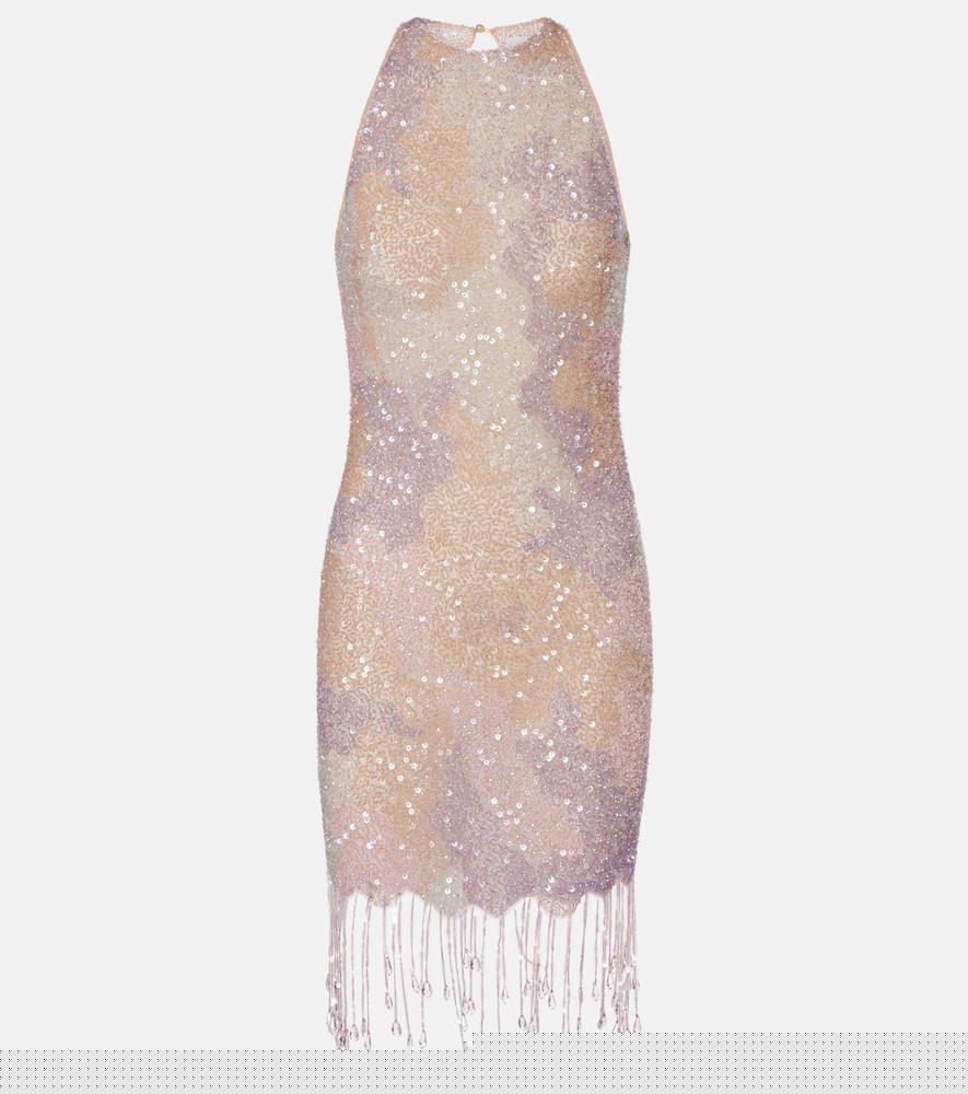 clio peppiatt fringed sequined minidress