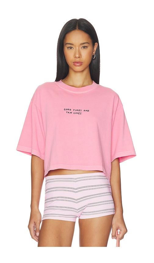 closed cropped boxy tee shirt in pink. - size m (also in s, xs)
