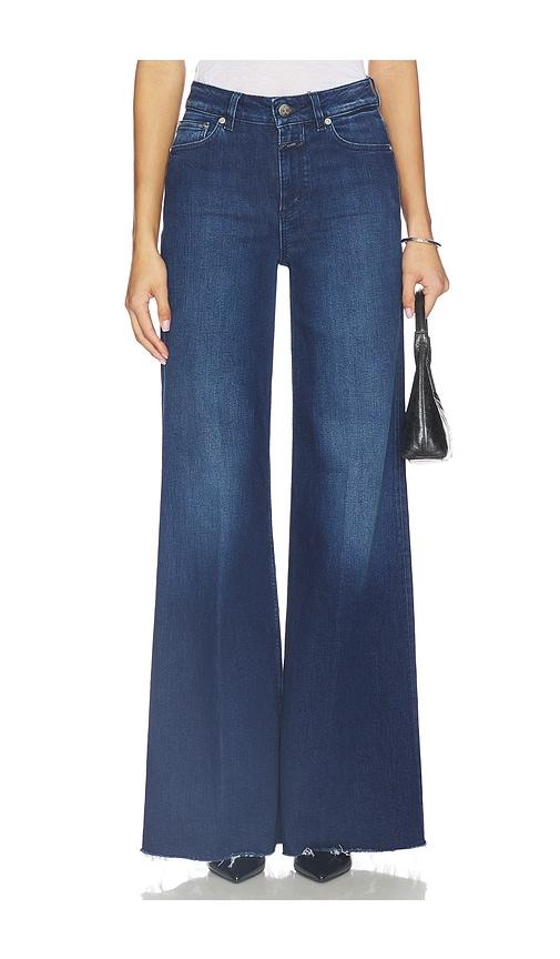 closed glow up wide leg jeans in blue. - size 23 (also in 30, 31, 32)