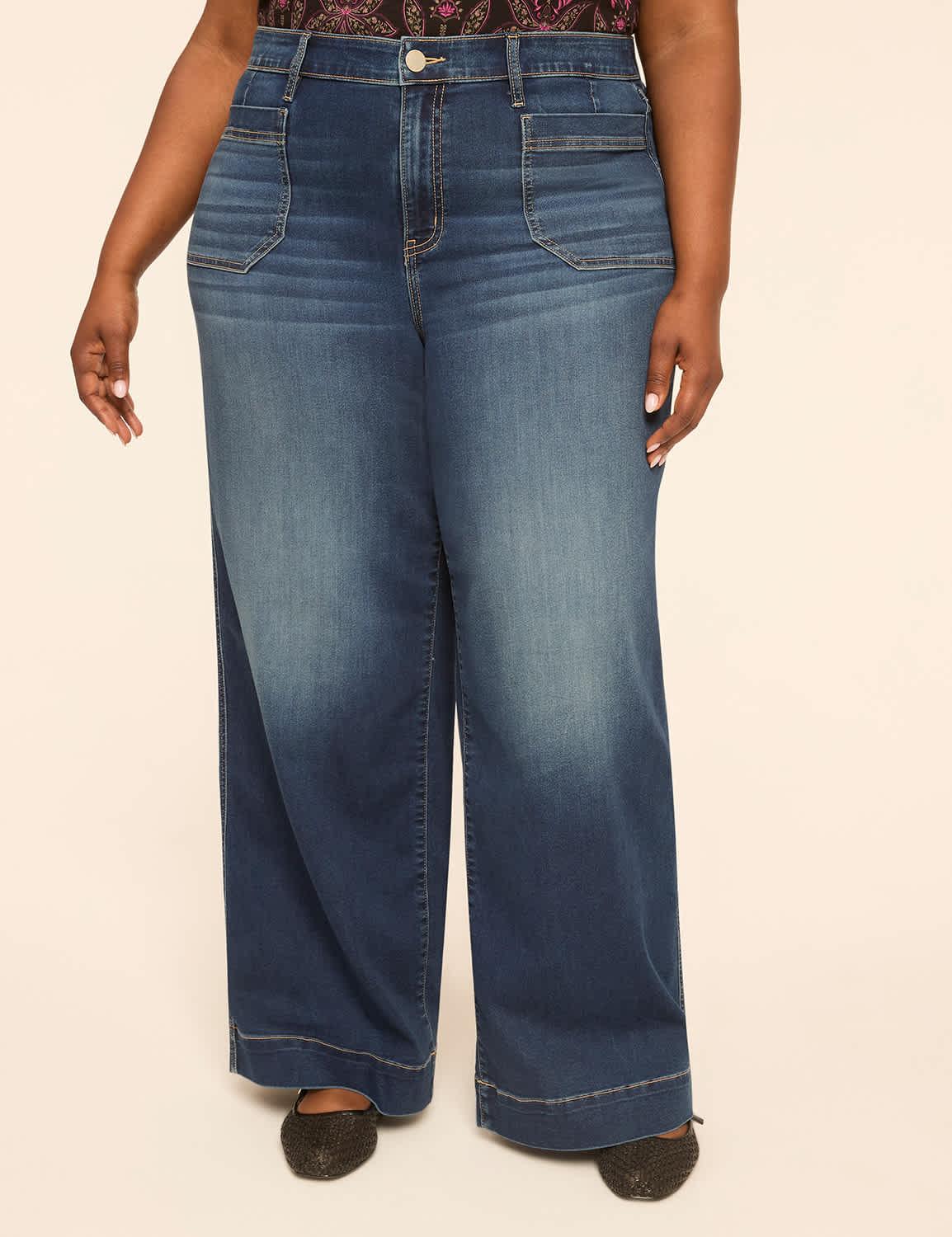 cloud knit high-rise wide leg jean