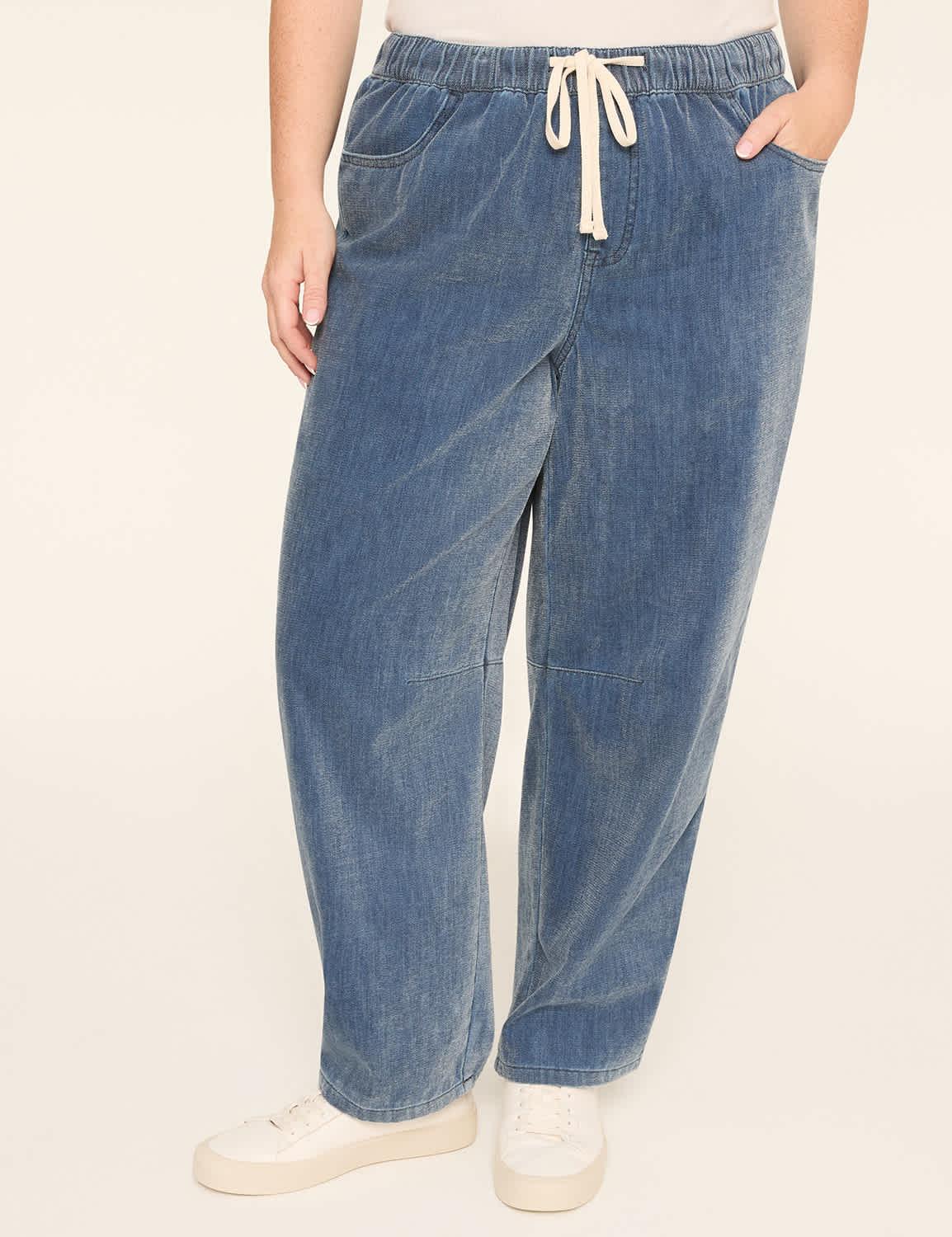 cloud knit pull-on curved ankle jean