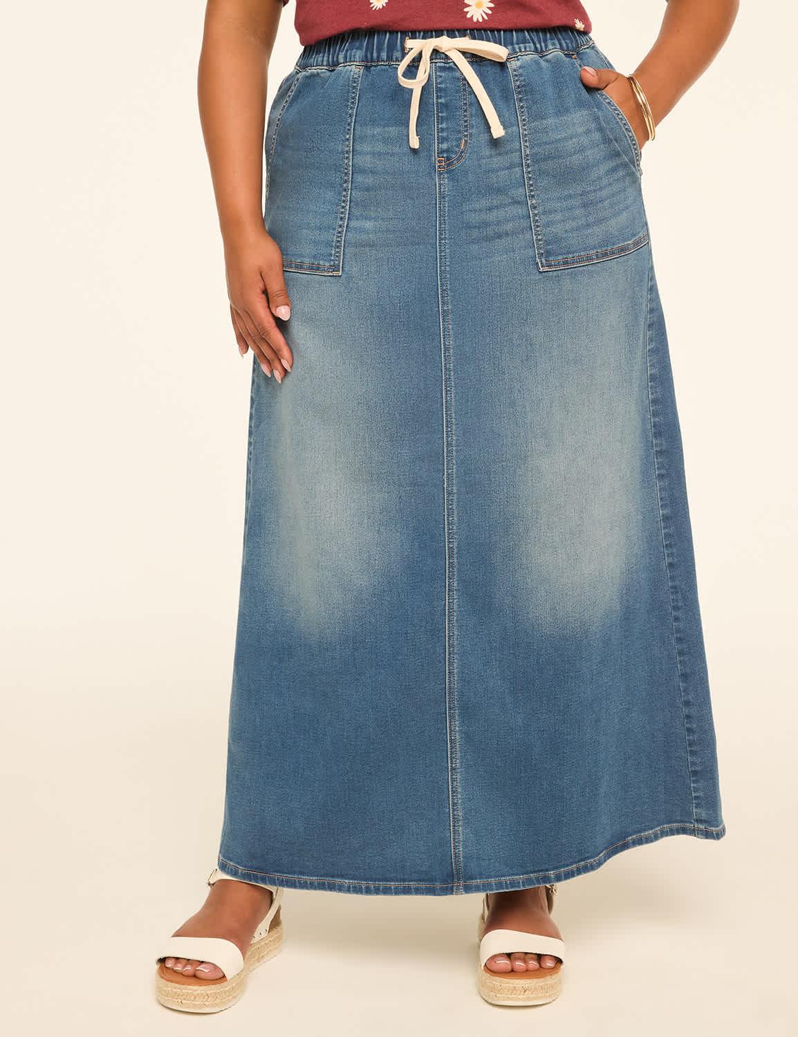 cloud knit pull-on utility maxi skirt