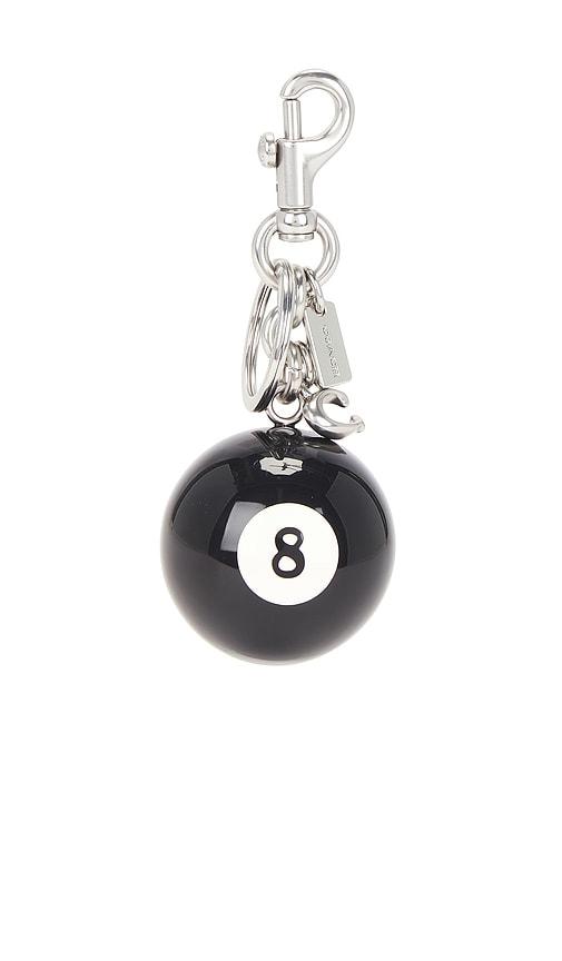 coach eight ball bag charm in black.