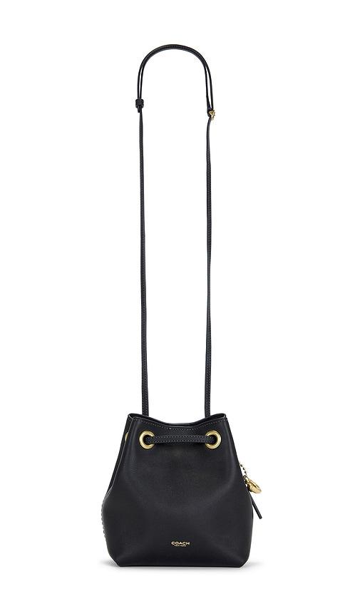 coach jade drawstring bag in black.
