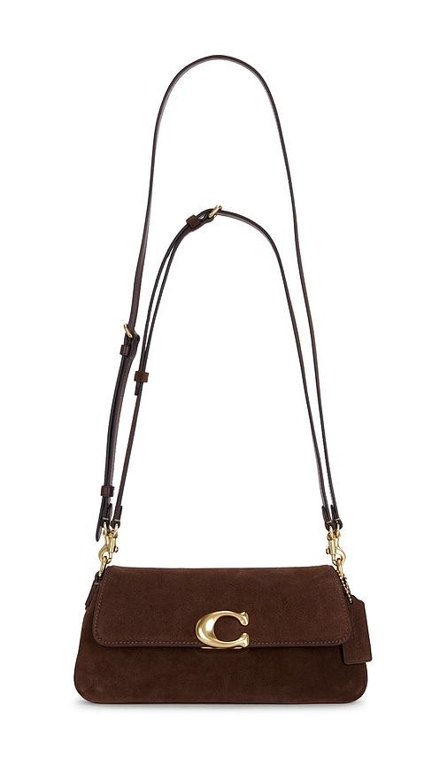 coach suede jet shoulder bag in chocolate.