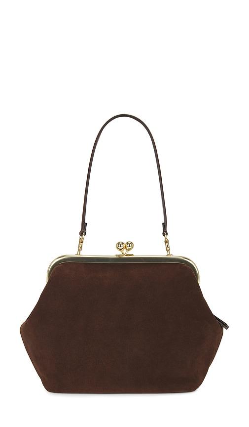 coach suede kisslock frame bag 27 in chocolate.