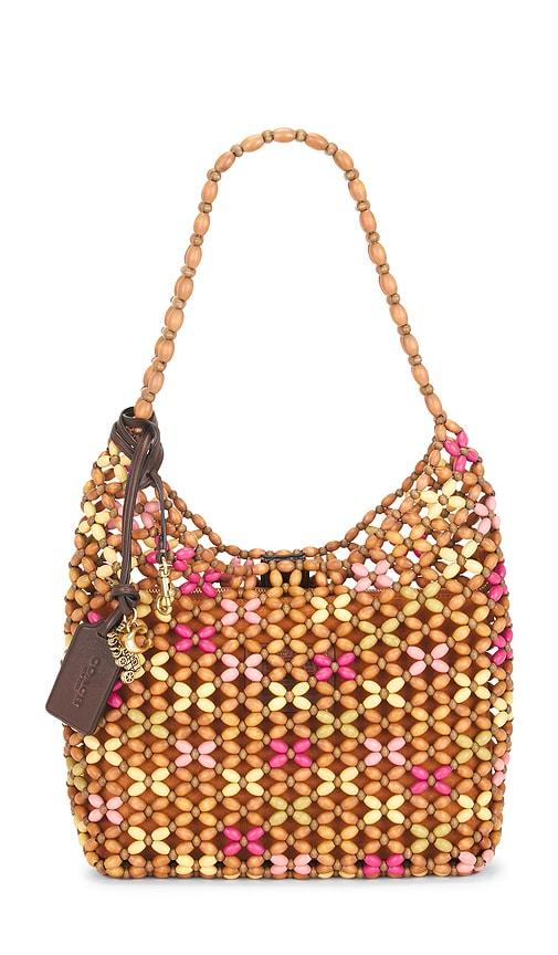 coach wooden beaded brooklyn shoulder bag 28 in brown.