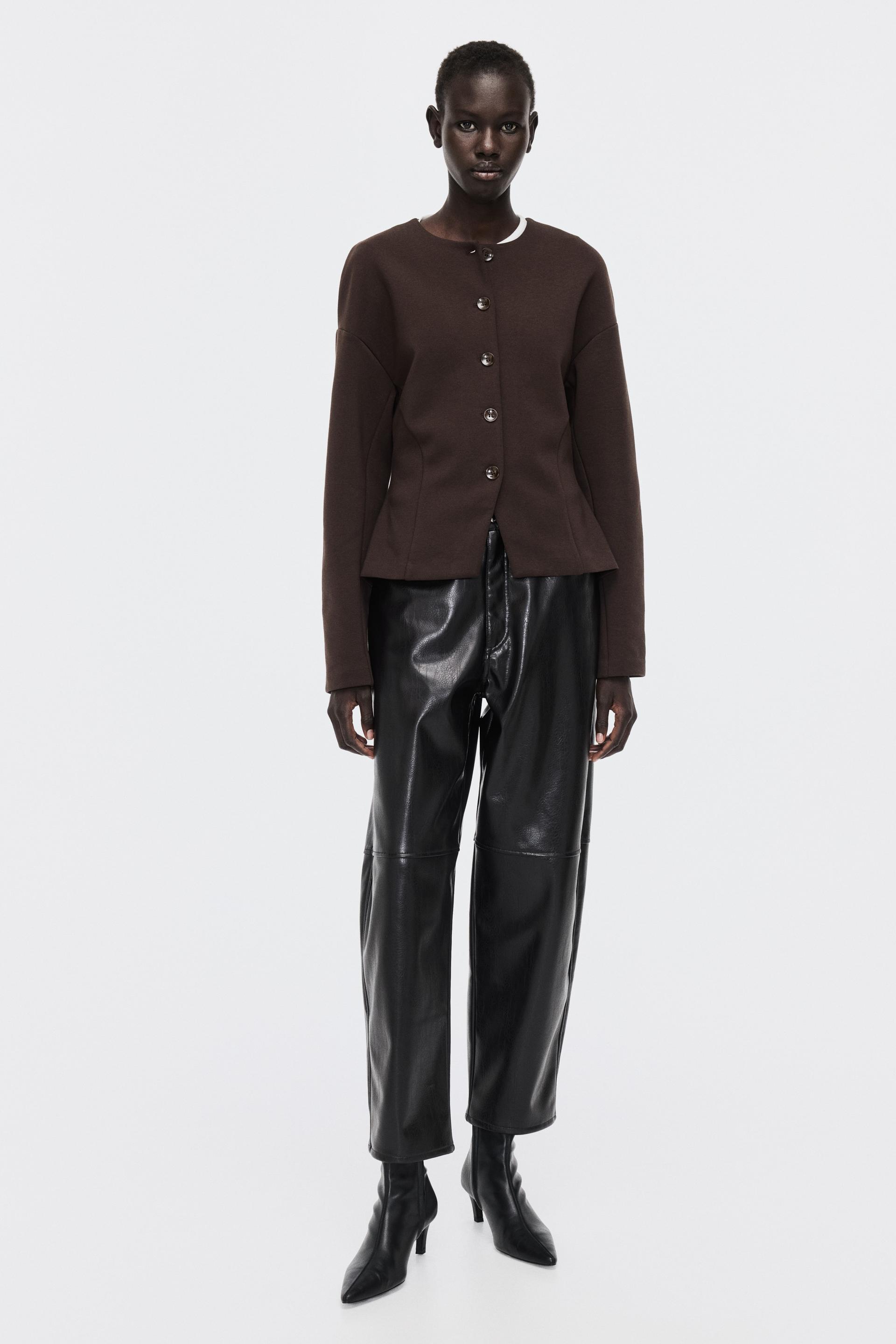 collarless scuba blazer