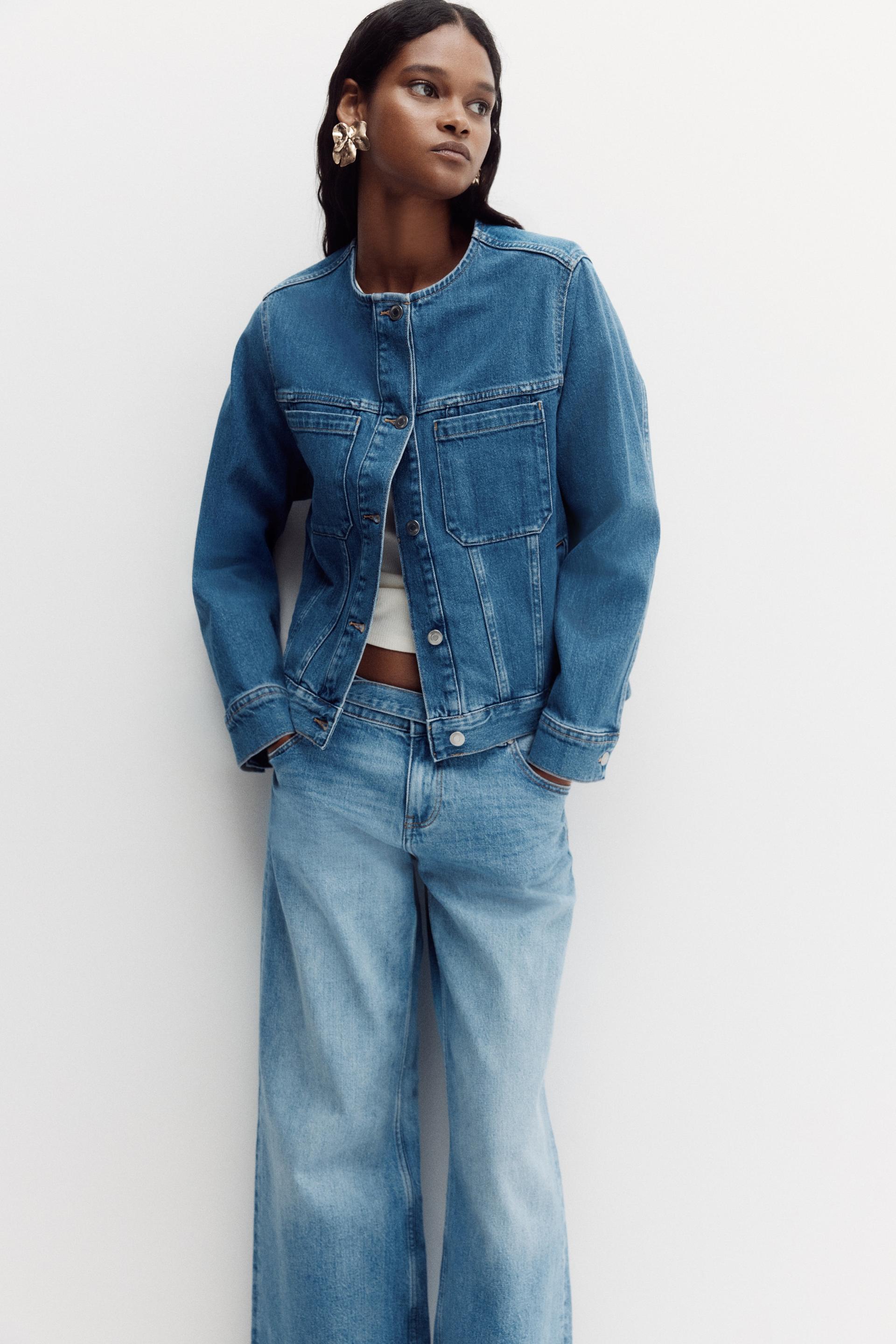 collarless trucker jacket