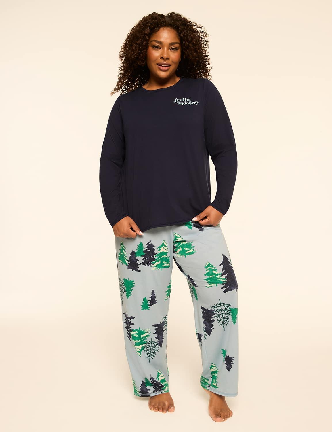 comfy cotton long-sleeve tee & pant pj set